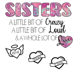 Sisters diseño personalizado, diseño en blanco, descarga digital pngs