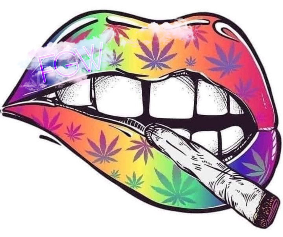 Weed Marijuana lips png sublimation rainbow digital download | Etsy