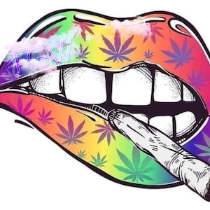 Weed Marijuana lips png sublimation arc-en-ciel téléchargement numérique