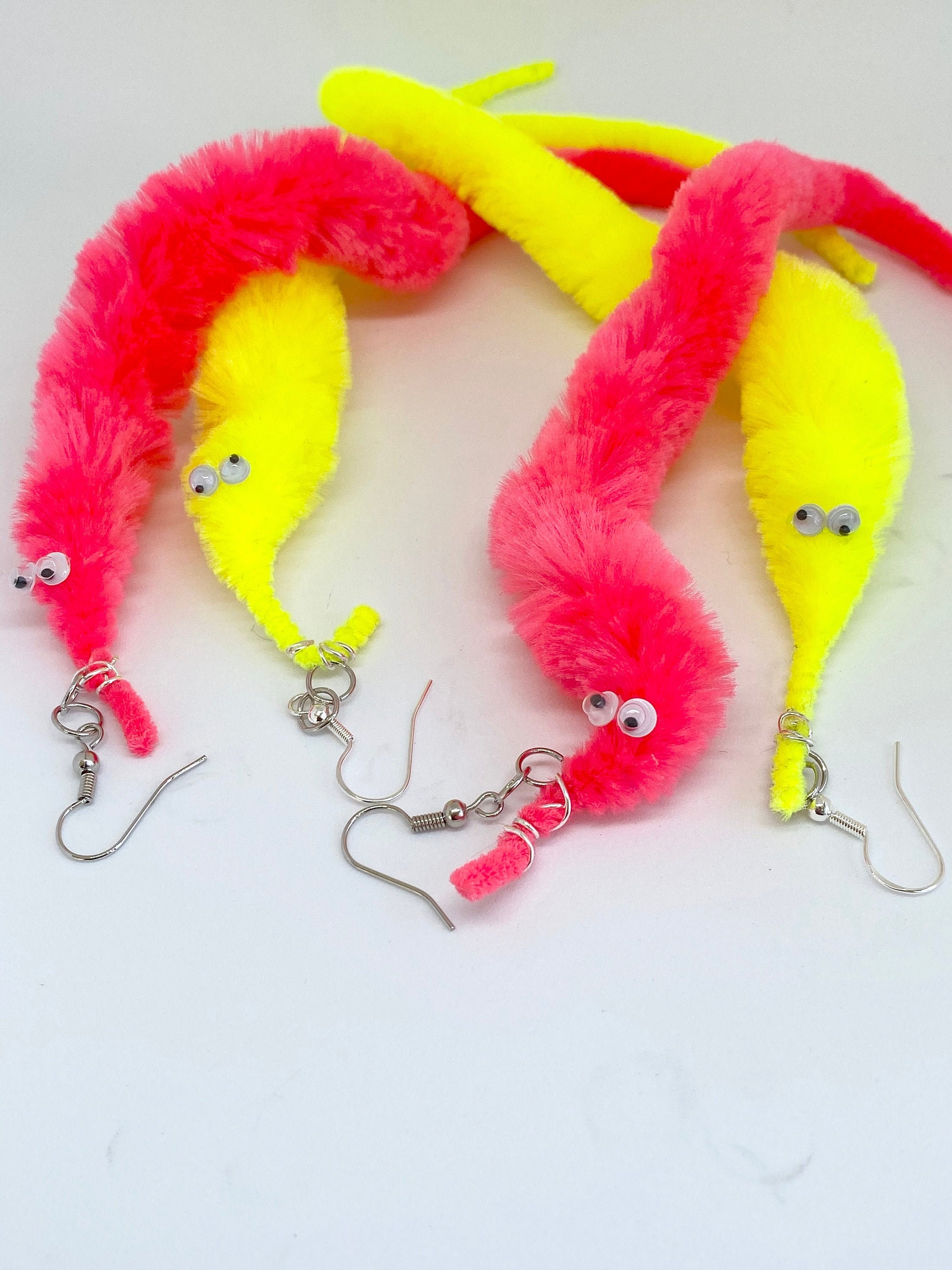 Worm on a String Earrings Novelty Earrings Toy Earrings Etsy