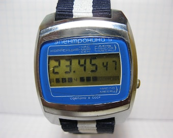 vintage Pulsar Elektronika 5 USSR Digital LED Wrist Watch