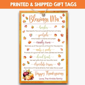 PRINTED Fall Blessings Mix Gift Bag Tag | Thanksgiving Trail Mix Treat Bag Tag | Thanksgiving Party Favor Tags | Blessing Mix Gift Tags