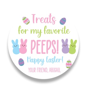 Set of 20 Personalized Easter Treat Bag Stickers | Peep Easter Gift Label | Kid's Easter Peeps School Treat Labels | FL144