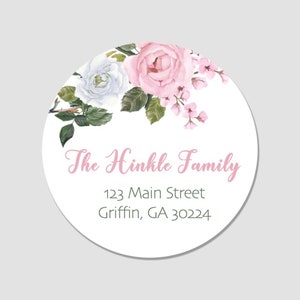 20 Personalized Rose Themed Return Address Labels - Floral Customized Envelope Seals (AL52)
