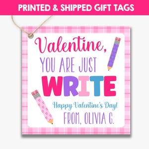 PRINTED + SHIPPED Valentine You Are Just Right Gift Tags | Pencil Valentine Treat Tags | Kid&#39;s Non Food Valentine&#39;s Tags | Class Valentines