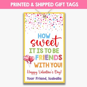 Printed Set of How Sweet It Is To Be Friends With You Valentine&#39;s Day Treat Bag Tags | Candy Valentine&#39;s Tags | School Valentines
