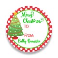 Set of 20 Personalized Merry Christmas Gift Label Tags - Christmas Tree Gift Stickers (GT5)