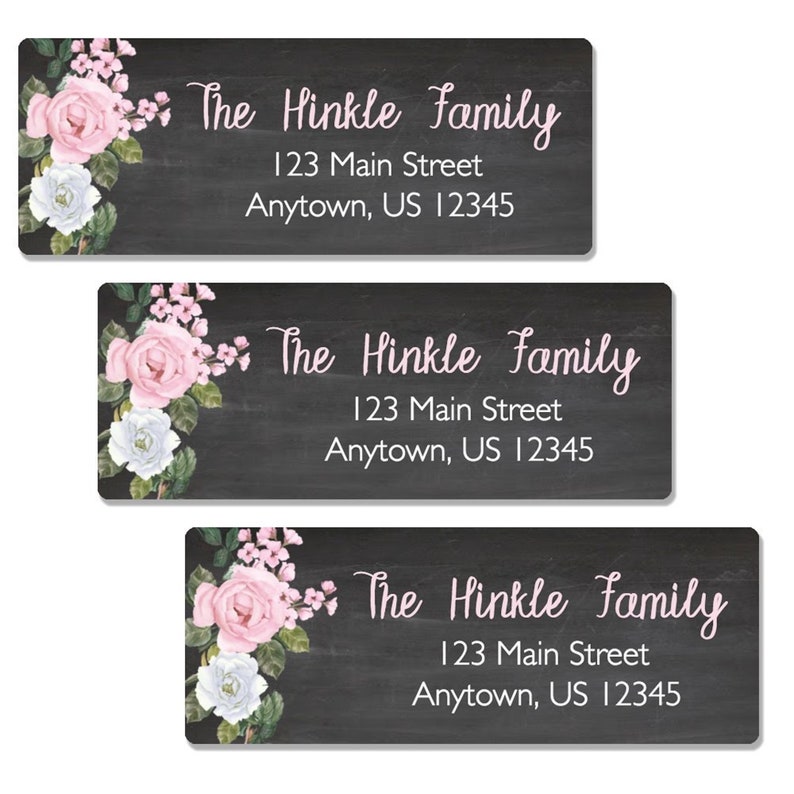 Personalized Chalk & Flower Return Address Labels Set of 30 Etsy