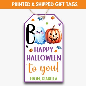 PRINTED BOO! Happy Halloween To You Treat Bag Tags | Customized Halloween Gift Tags | Kid&#39;s Ghost Halloween Tags