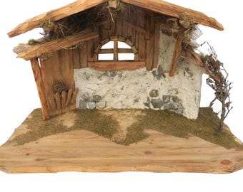 Nativity stable LARGE made of wood for 20-30 cm large figures - story figures - Egli figures - Christmas crib - Nativity house