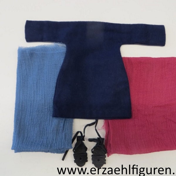 Kleid mit zwei Schleiern für Erzählfigur oder Egli-Figur 28 cm