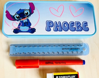 Personalised pencil case | stitch pencil case | stitch pencil tin | stitch gift for girls | personalised stitch pencil case