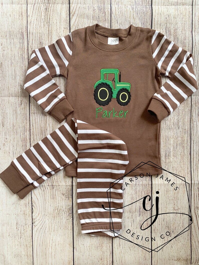 Monogram Tractor Pajamas for Baby Toddler Kids Boys Tractor Etsy