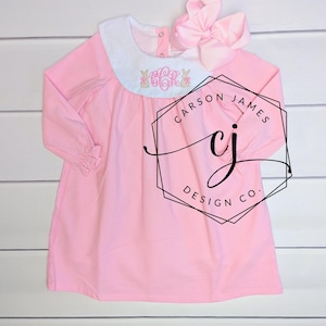 Monogram Easter Dress Bishop Style Gingham Dress for Baby Toddler Kids embroidered Easter Gift for Brother Sister Sibling Matching