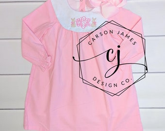 Monogram Easter Dress Bishop Style Gingham Dress for Baby Toddler Kids embroidered Easter Gift for Brother Sister Sibling Matching