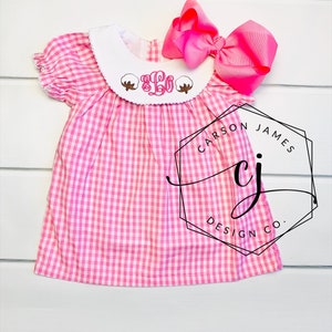 Monogram Cotton Boll dress for baby toddler kids girls