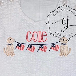 Monogram Romper Shortall for Baby Toddler Boys July 4th outfit Patriotic overalls