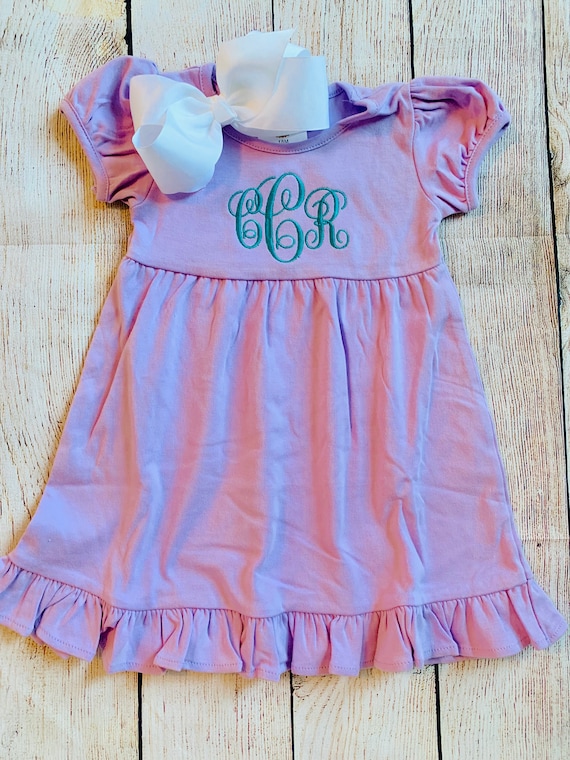Monogram Purple Dress for Baby Toddler Kids Girls Embroidered | Etsy