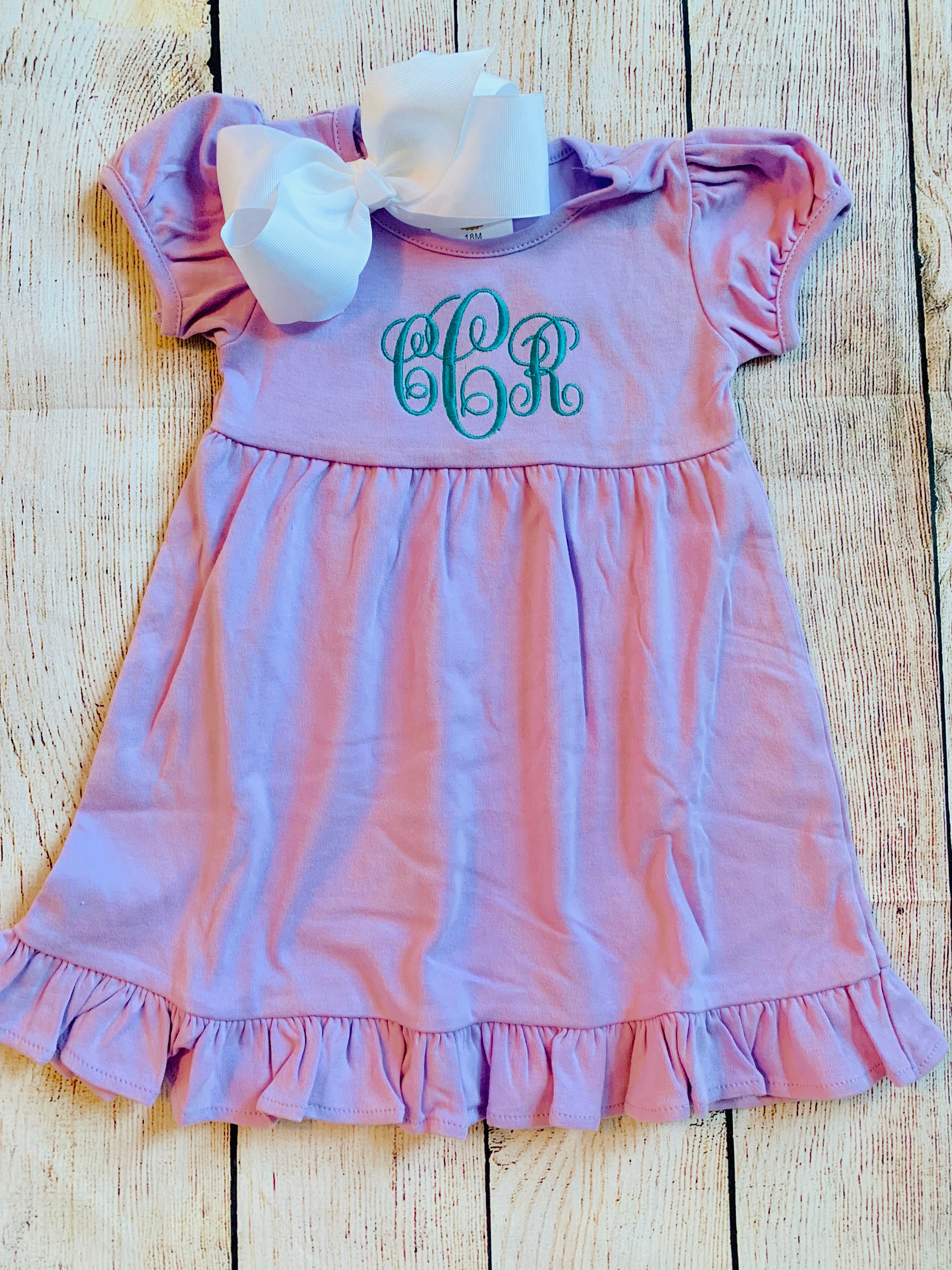 Monogram Purple Dress for Baby Toddler Kids Girls Embroidered | Etsy