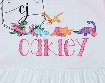 Personalized Dinosaur Dress for baby toddler kids girls Dino party birthday dress