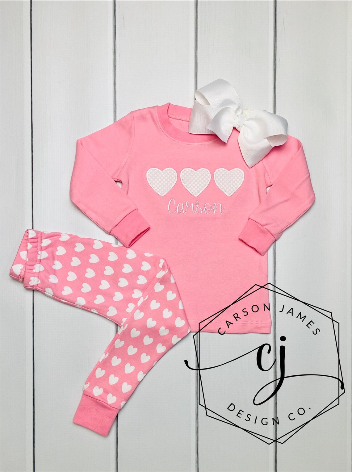 Monogram Valentines Day Heart Pajamas for Baby Toddler Kids | Etsy