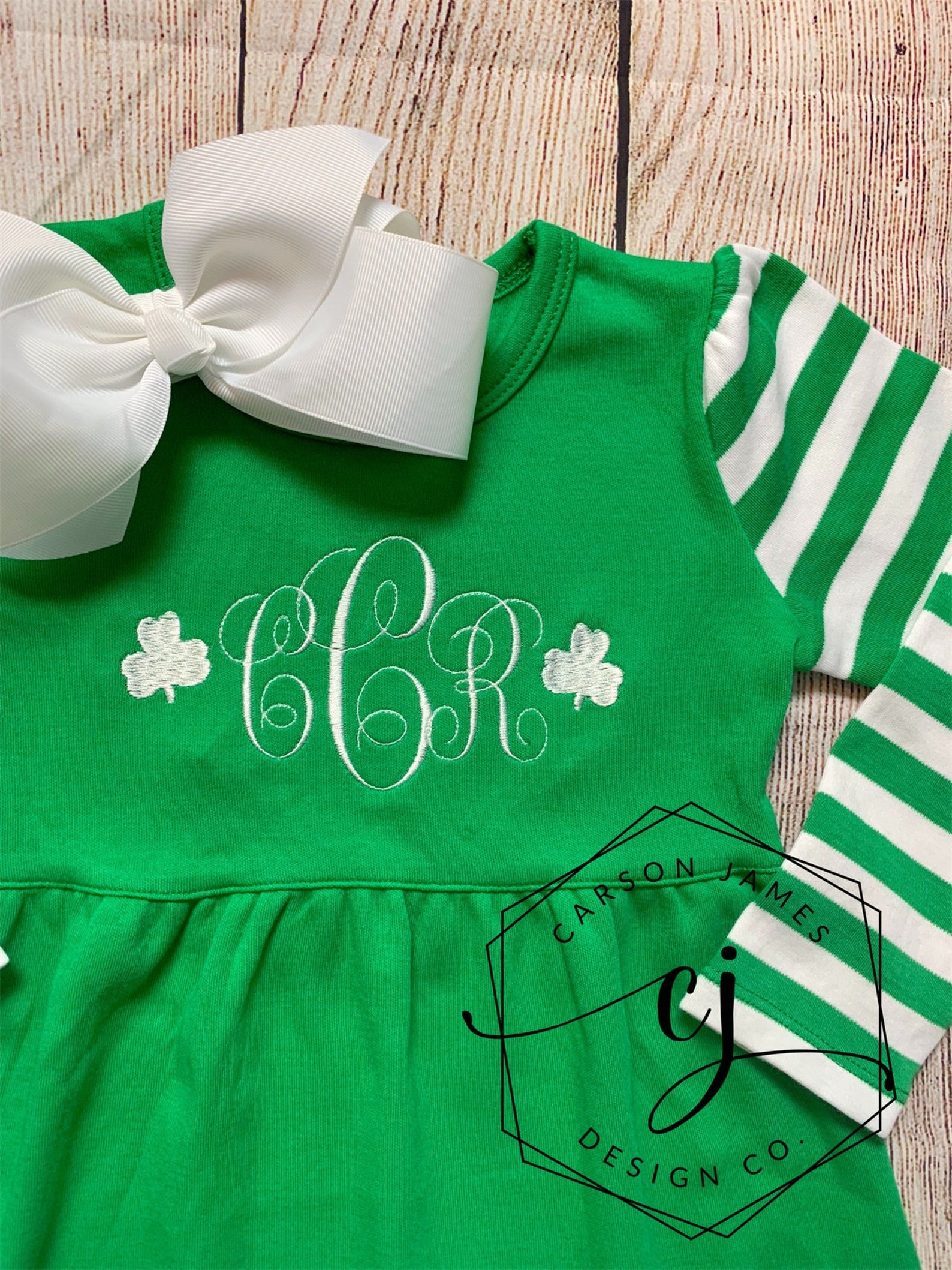 Magnolia Baby Girls Green St. Patrick's Day Shenanagins Embroidered Dress main image 0
