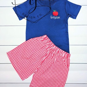 Monogram Back to School Shirt for Boys Apple Shirt for Baby Toddler Kids Apple Picking First Day is School Kindergarten Preschool Outfit