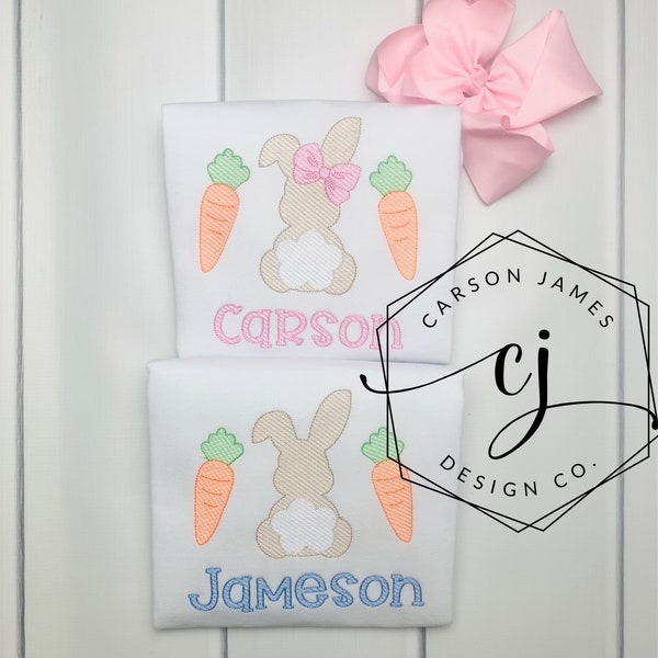 Monogram Easter Shirt For baby toddler kids girls boys personalized bunny shirt sibling matching