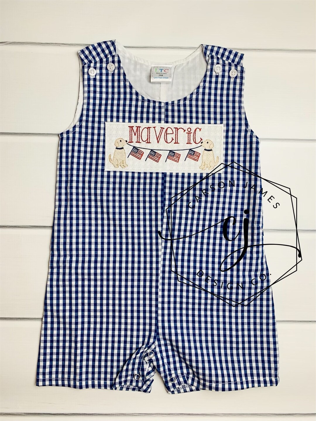 Monogram Romper Shortall for Baby Toddler Boys July 4th Outfit ...