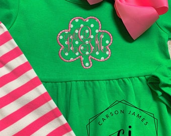 Monogram St. Patrick’s Day Dress for Baby Toddler Kids Girls Personalized Embroidered