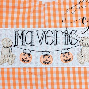 Monogram Pumpkin Halloween Longall Jon Jon for baby toddler boys fall outfit sibling matching
