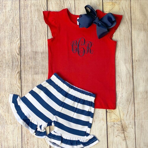 Monogram Patriotic Outfit for Girls Baby Toddler Kids July 4th - Etsy