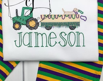 Monogram Mardi Gras shirt for baby toddler kids boys girls personalized parade dogs