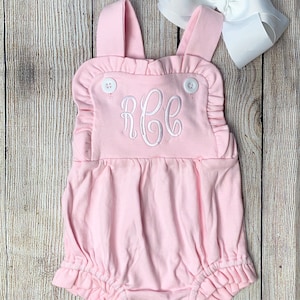 Monogram Ruffle Sunsuit for Baby and Toddler Girls