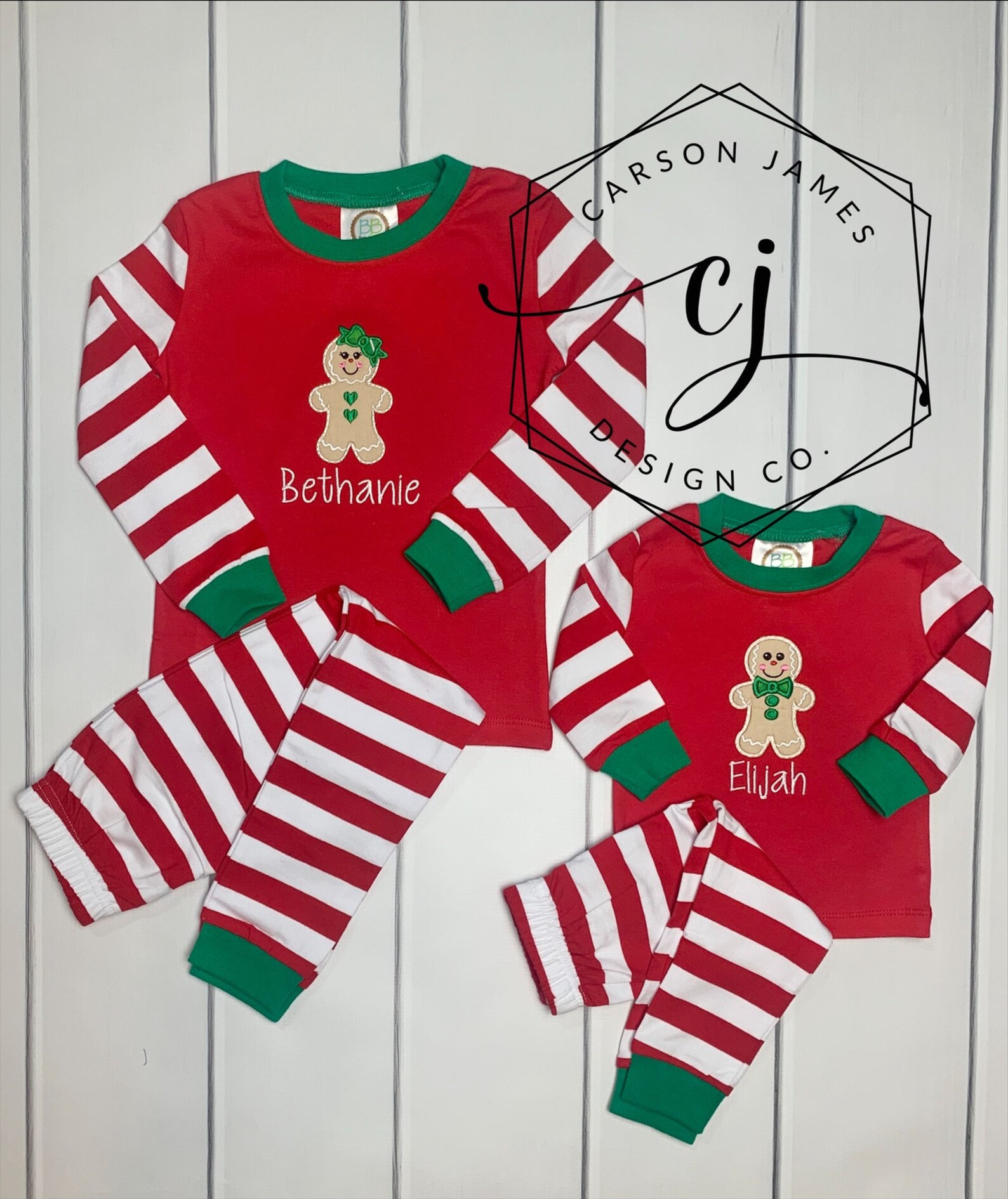 Monogram Gingerbread Christmas Pajamas Toddler Family Matching Etsy