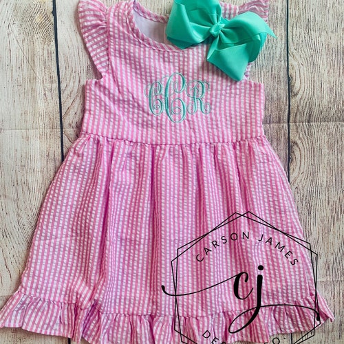 Monogram Easter Dress Seersucker for Baby Toddler Kids - Etsy