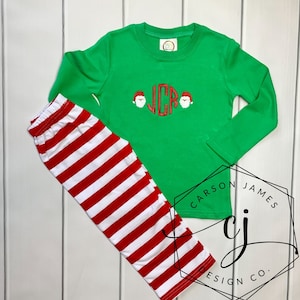 Monogram Christmas Shirt for baby toddler boys Santa outfit sibling matching