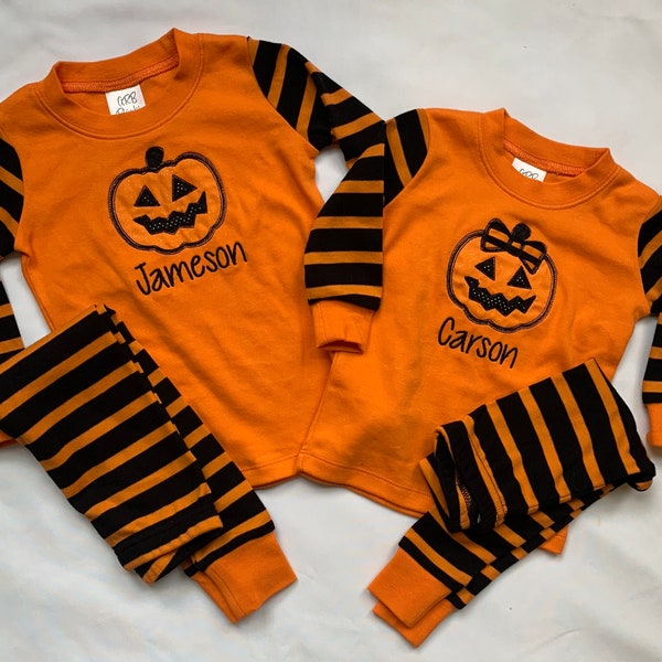 Monogram Halloween Pajamas for Toddler Baby Kids Boys and Girls Family Matching Brother Sister Cousin