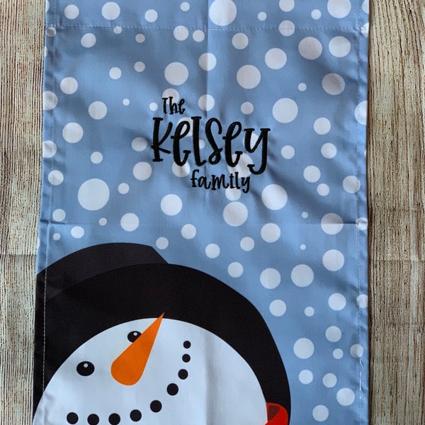 Monogram Garden Flag Embroidered Personalized Snowman Flag