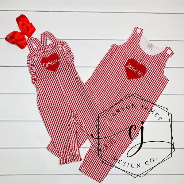 Monogramm Valentinstag Strampler für Baby Kleinkind Mädchen Jungen Geschwister passende Valentinstag Geschenk