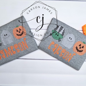 Monogram Halloween Shirt For Baby Toddler Kids Pumpkin Shirt Sibling Matching Brother Sister Jack-o-lantern Raglan Toddler Shirt