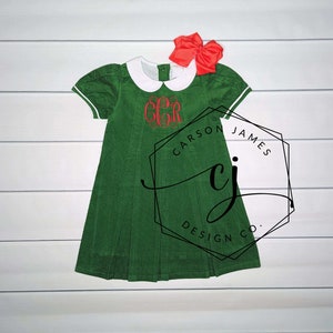 Monogram Christmas Dress for Baby Toddler Kids girls classic Christmas dress Santa dress bishop dress