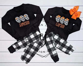 Monogram Halloween Pajamas for Toddler Baby Kids Boys and Girls Family Matching Brother Sister Cousin