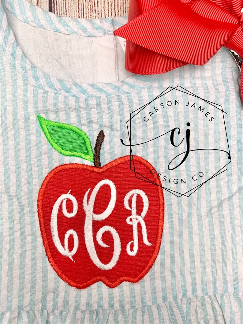 Monogram Back to School Apple Dress for Baby Toddler Girls | Etsy