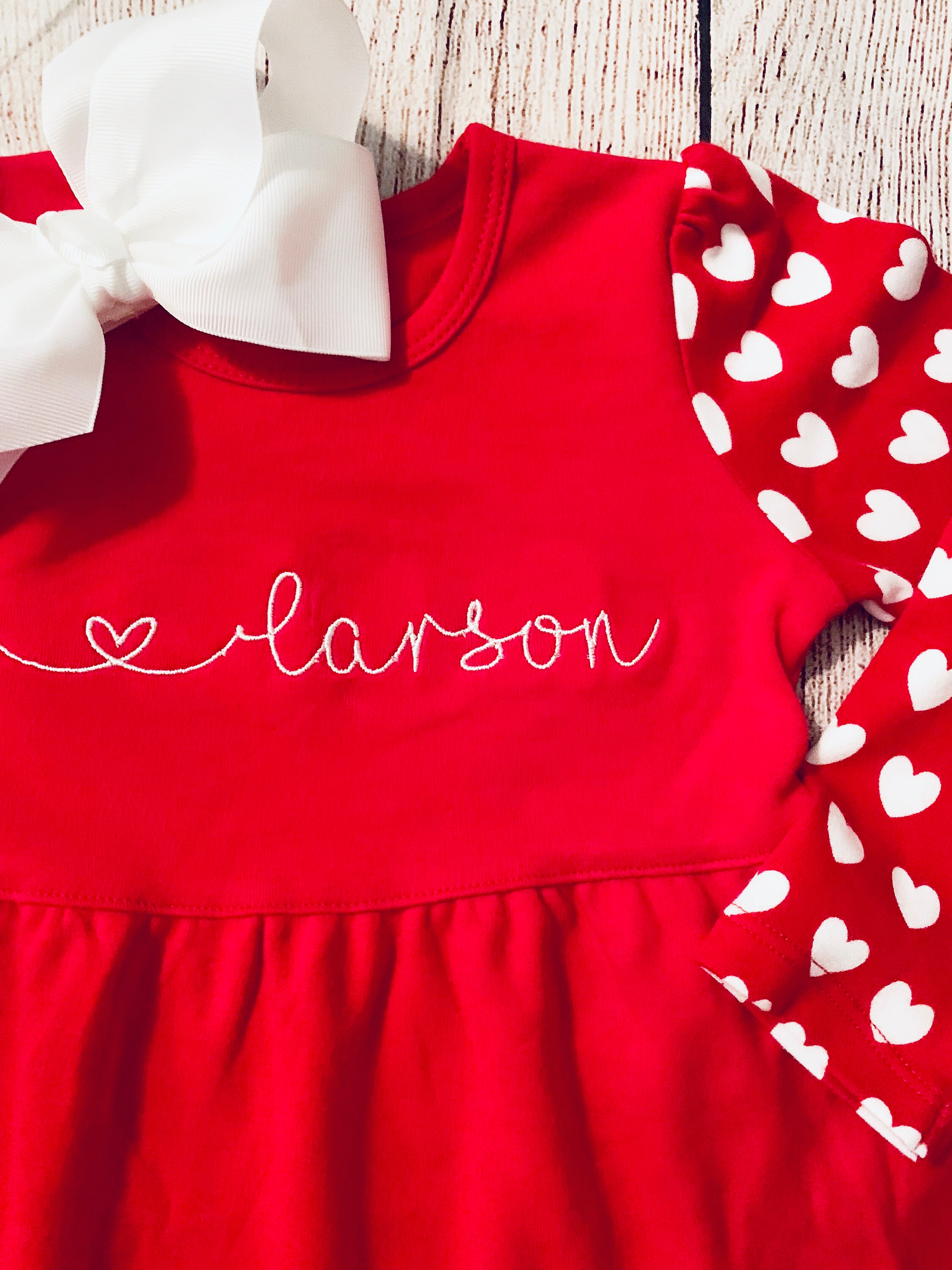 Monogram Valentine's Day Dress for Baby Toddler Kids Girls