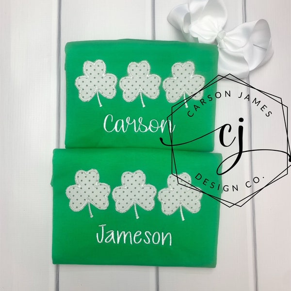 Monogram St Patricks day shirt for baby toddler kids girls boys shamrock shirts sibling matching