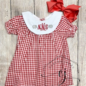 Monogram elephant football dress for baby toddler kids girls