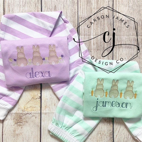 Monogram Easter Pajamas for Baby Toddler Girls Boys Sibling Etsy