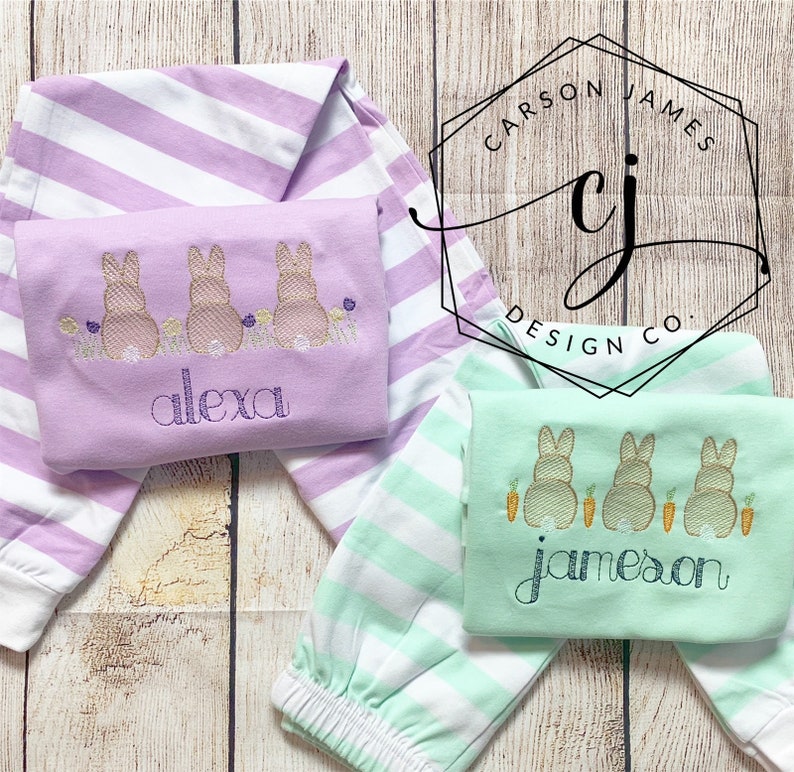 Monogram Easter Pajamas for Baby Toddler Girls Boys Sibling Etsy