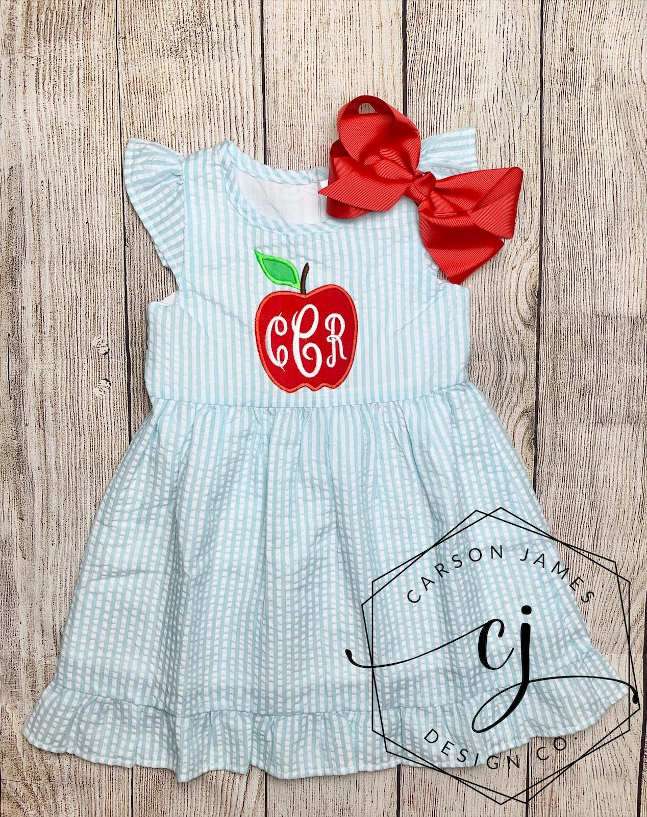 Monogram Back to School Apple Dress for baby toddler girls kids Apple…